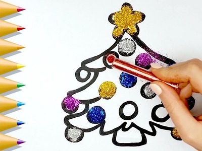 10 DIBUJOS DE NAVIDAD con Brillantina para Niños Glitter Christmas Drawings for Kids Toddlers