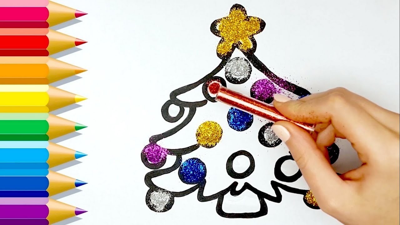 10 DIBUJOS DE NAVIDAD con Brillantina para Niños Glitter Christmas Drawings for Kids Toddlers