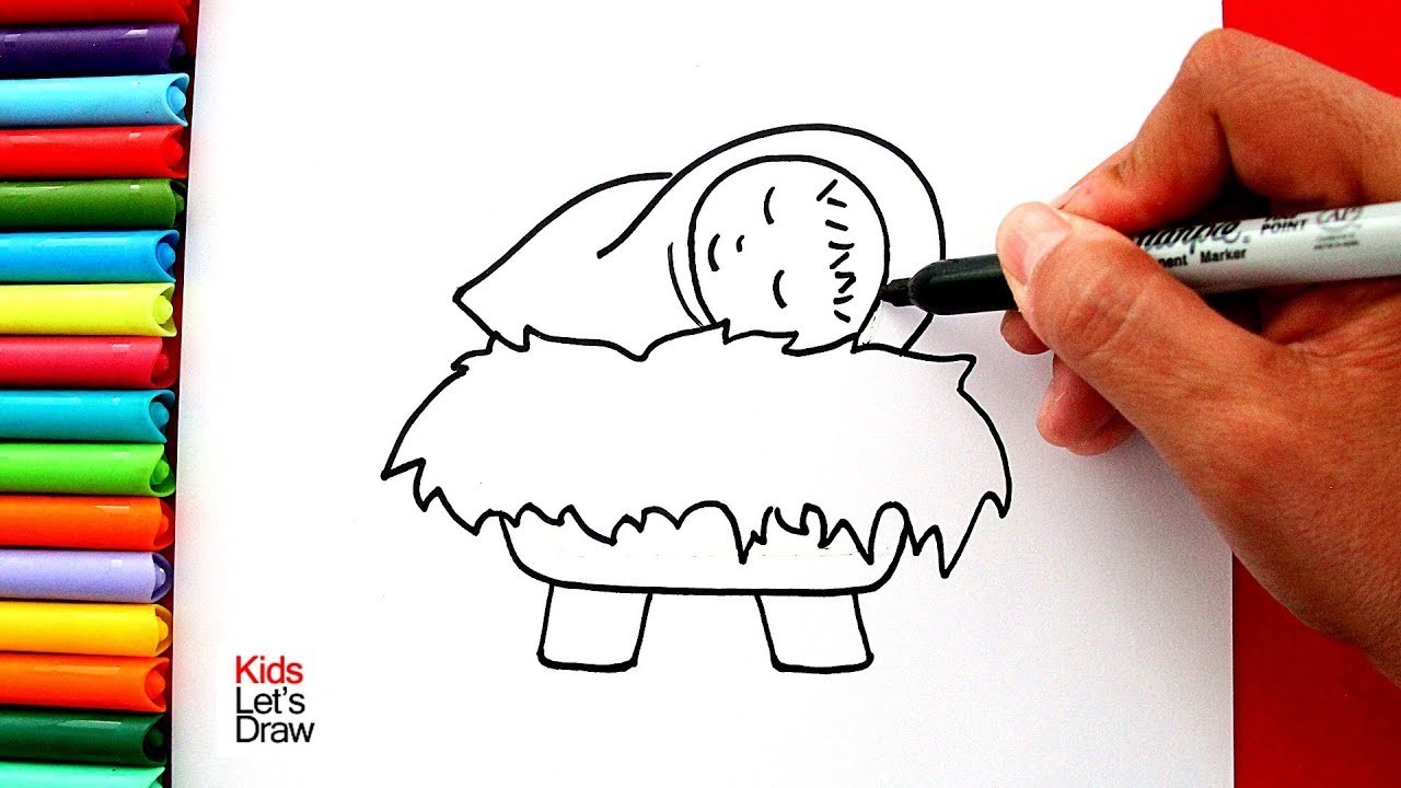 Aprende a dibujar al NIÑO JESÚS en su PESEBRE (Fácil) | How To Draw Baby Jesus In A Manger Nativity