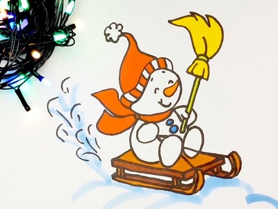 Aprende a Dibujar un MUÑECO DE NIEVE Kawaii ???? How to Draw a Cute Christmas Snowman