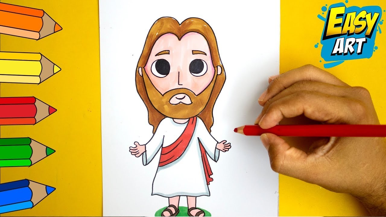 Comó dibujar a JESÚS KAWAII Paso a paso fácil │ How to Draw a Cute Jesus