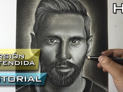 Cómo Dibujar a Lionel Messi a Lápiz Carboncillo - Versión Extendida Paso a Paso - Tutorial de Dibujo