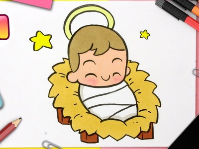 COMO DIBUJAR AL NIÑO JESÚS KAWAII - Dibujos de Navidad Faciles - Aprender a dibujar kawaii