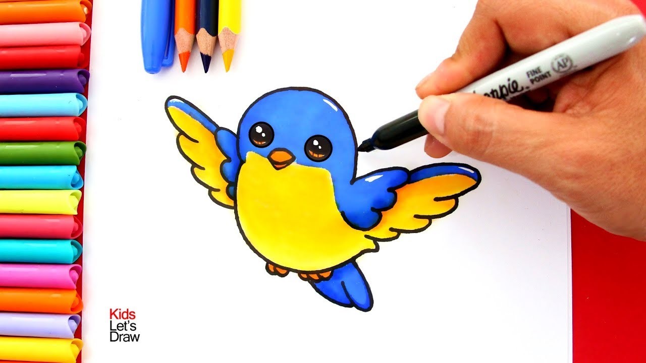 Cómo dibujar un PAJARITO VOLANDO de manera fácil | How to Draw a Cute Birdie flying easy