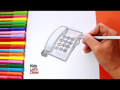 Cómo dibujar un Teléfono Fijo de Teclas (paso a paso) | How to draw a Key Phone