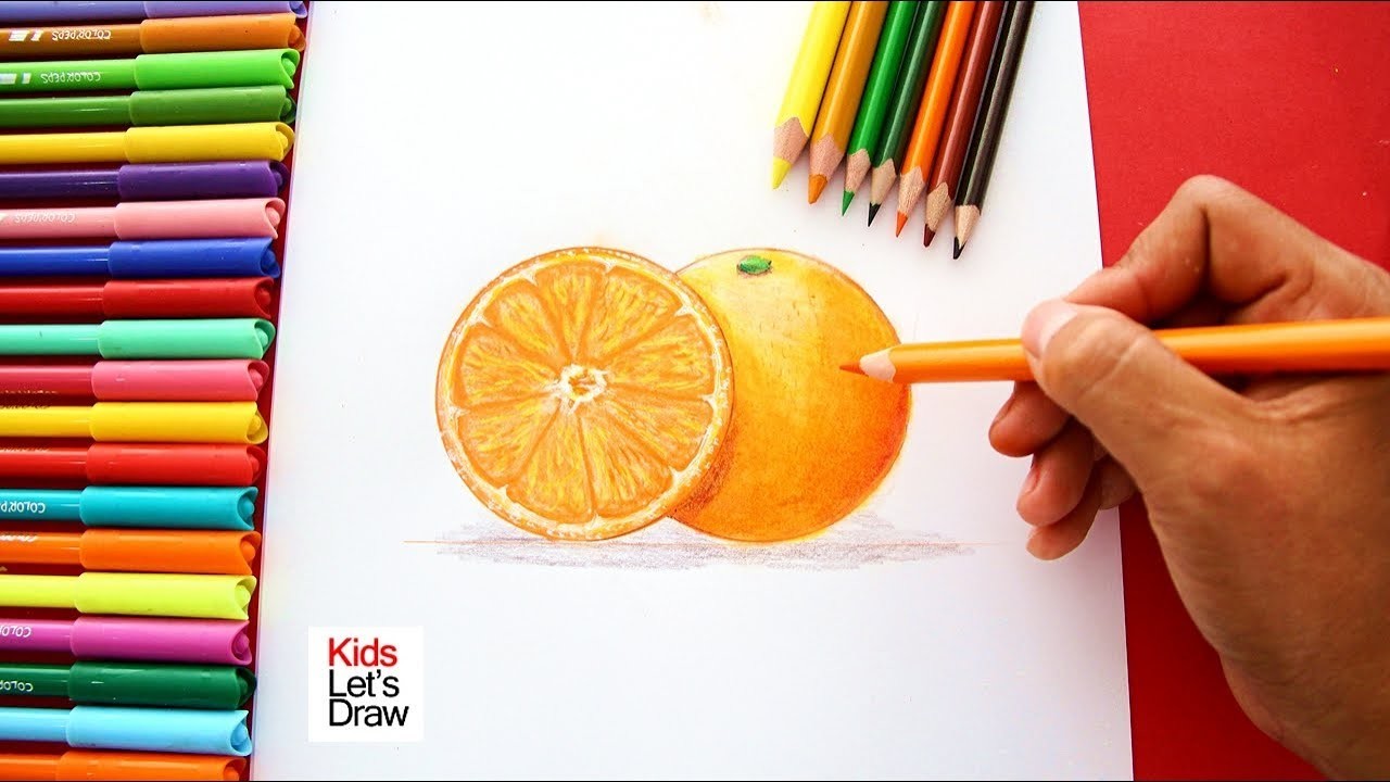 Cómo dibujar una NARANJA de manera fácil (paso a paso) | How to Draw an Orange easy!