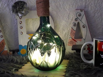 Como hacer una lampara de leds con botellas de vidrio recicladas||Botellas Luminosas.Manualidad 2019