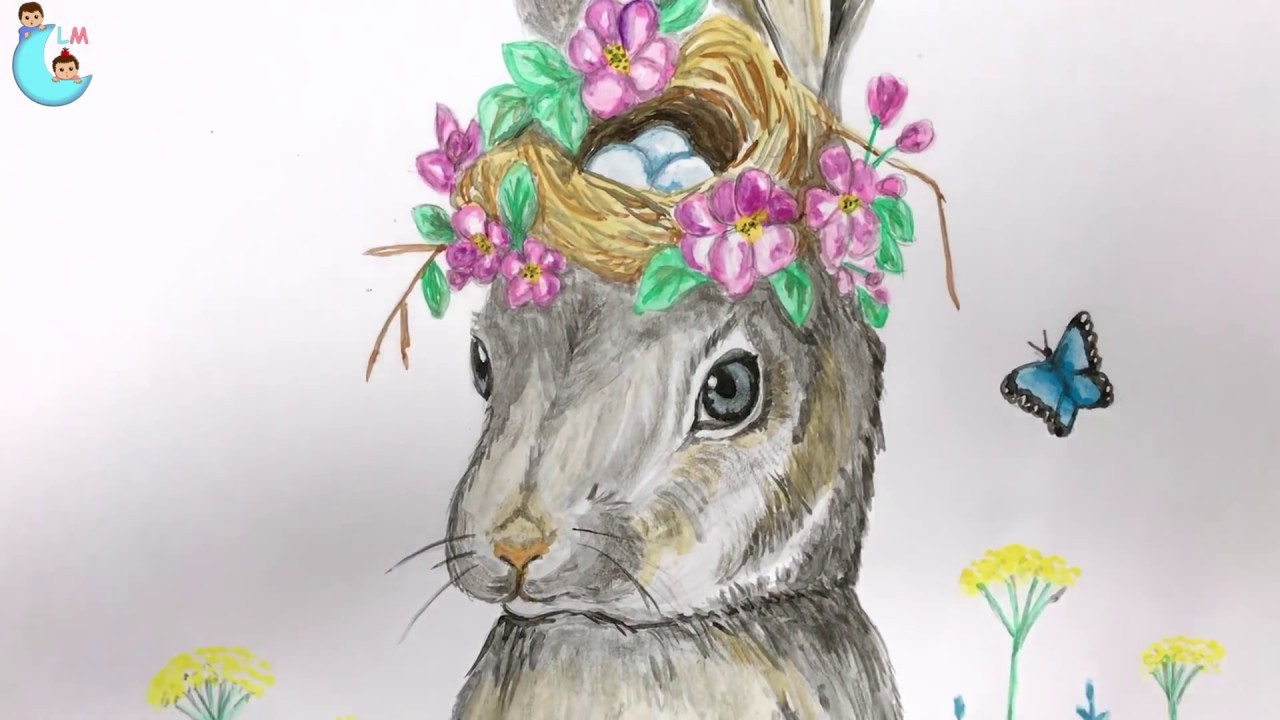 CONEJO DE PASCUA con acuarelas | cómo dibujar un conejo de pascua | LUNA MIA DIBUJOS
