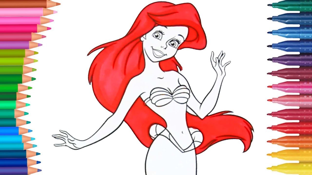La Sirenita Ariel La Princesa | Juego de Pintar Paso a Paso | Manos pequeñas Dibujos para Colorear
