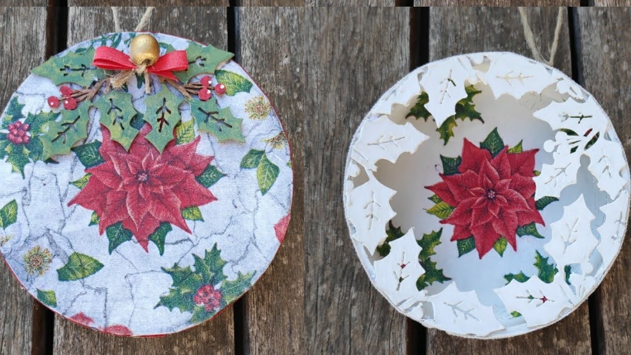 Adorno de navidad de cartón con dos decoraciones diferentes