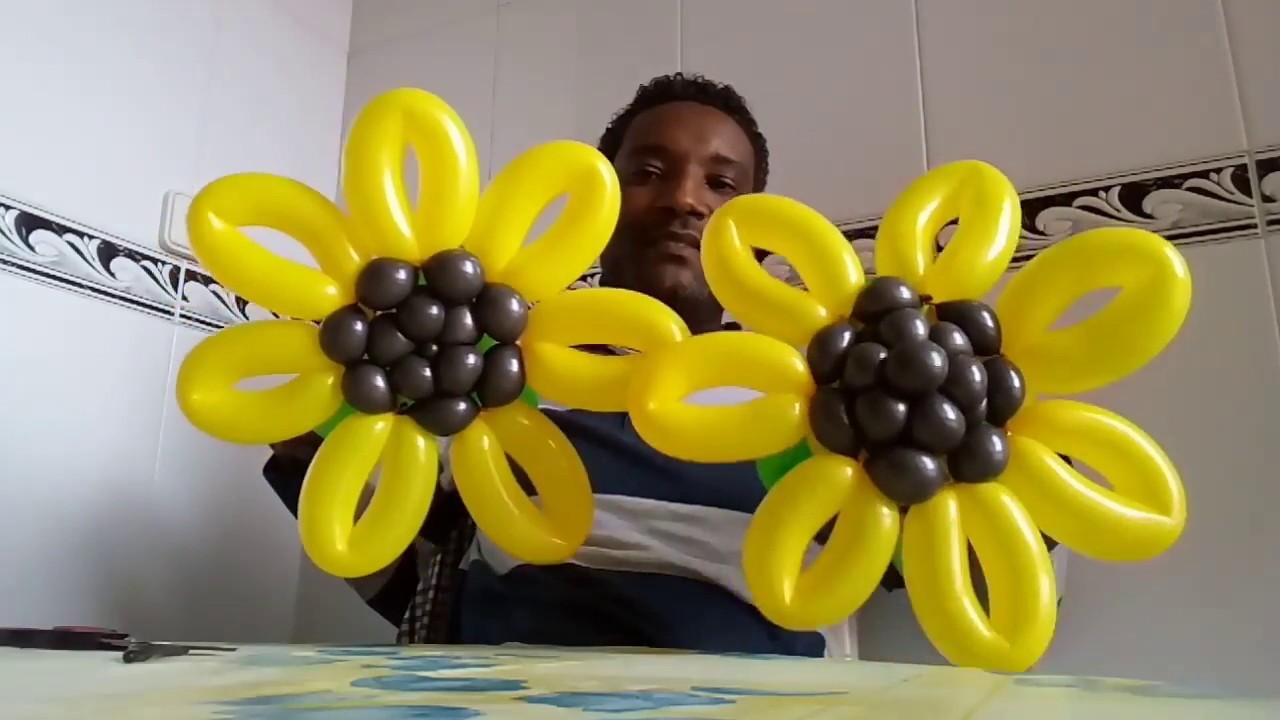 Como hacer girasol en globos