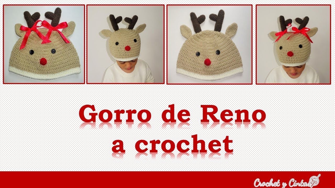Gorro de Reno unisex tejido a crochet (ganchillo)