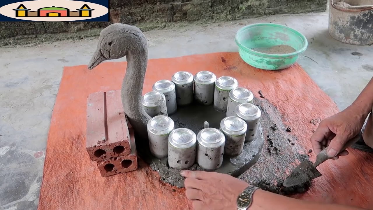 Ideas asombrosas con cemento   Creativos ollas de cemento para cisnes usando cemento fácil y simple