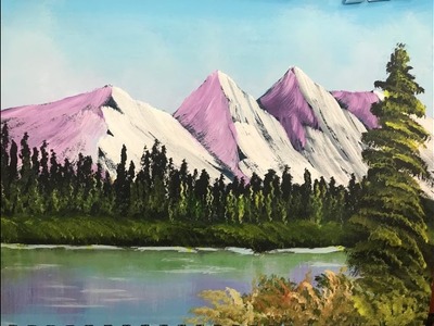 Pintando paisaje con montaña y lago