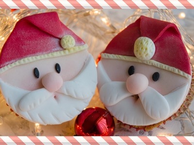 Cómo hacer cupcakes navideños de Papá Noel o Santa Claus, tutorial fondant ♥ Bocados Divinos