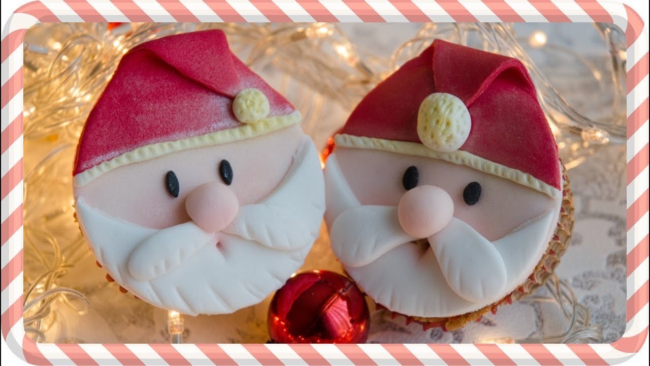 Cómo hacer cupcakes navideños de Papá Noel o Santa Claus, tutorial fondant ♥ Bocados Divinos
