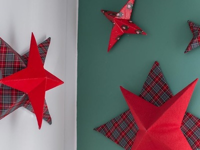 Cómo hacer estrellas de Navidad de cartón, tela y papel adhesivo para decorar - Decogarden