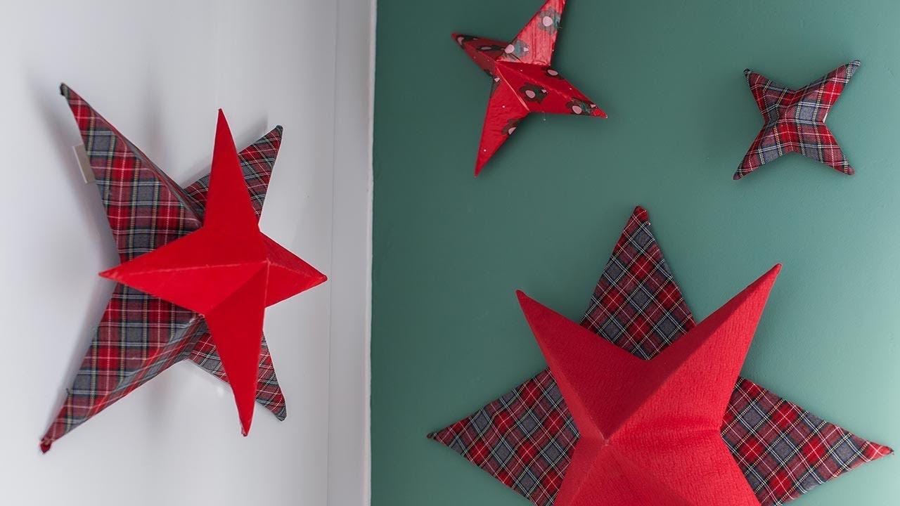 Cómo hacer estrellas de Navidad de cartón, tela y papel adhesivo para decorar - Decogarden