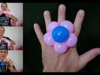 Como hacer un anillo con globos largos - globoflexia facil - anillo de flor