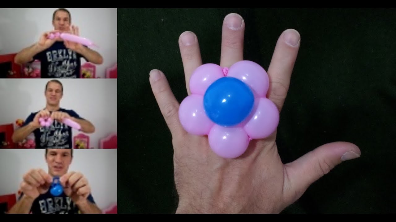 Como hacer un anillo con globos largos - globoflexia facil - anillo de flor