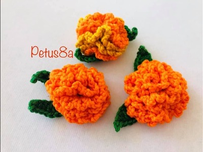 Flor de cempasúchil tejida a crochet, amigurumis by Petus