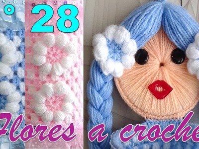Flor N° 28 tejido a crochet SUPER FÁCILES para decorar manualidades y prendas .