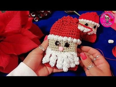 Morralito Santa Claus a Crochet medio punto doble,rápido y fácil