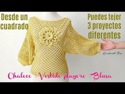 Tres proyectos de crochet, elige tejer el que más te guste. Chaleco | Vestido playero | Blusa