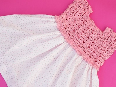 Vestido con falda de tela a crochet muy fácil @Majovel crochet @Majovel crochet english