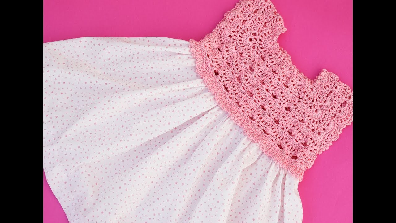 Vestido con falda de tela a crochet muy fácil @Majovel crochet @Majovel crochet english