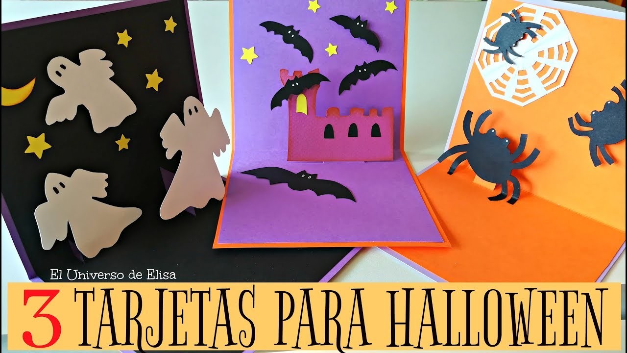 3 tarjetas para halloween, 3 Invitaciones fáciles para Halloween y el Día de los Muertos