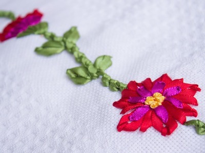 Bordado a mano: Primer taller FAHILOS-con Luzkita: Toalla decorada con cintas.Hand embroidery