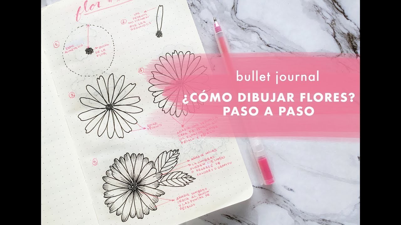 ¿Cómo dibujar flores? paso a paso | Bullet Journal