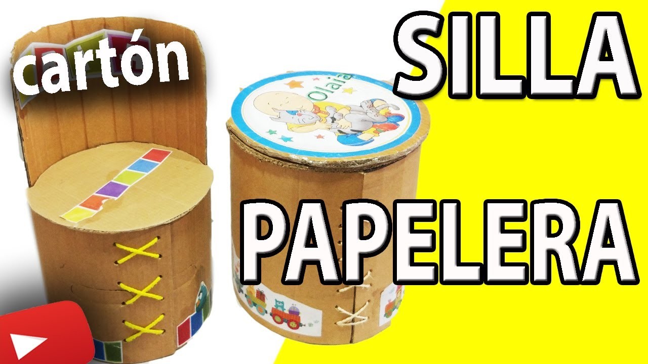 Como hacer 2 Sillas de Cartón  y 2 Papeleras Sencillas y resistentes - Muebles para niños