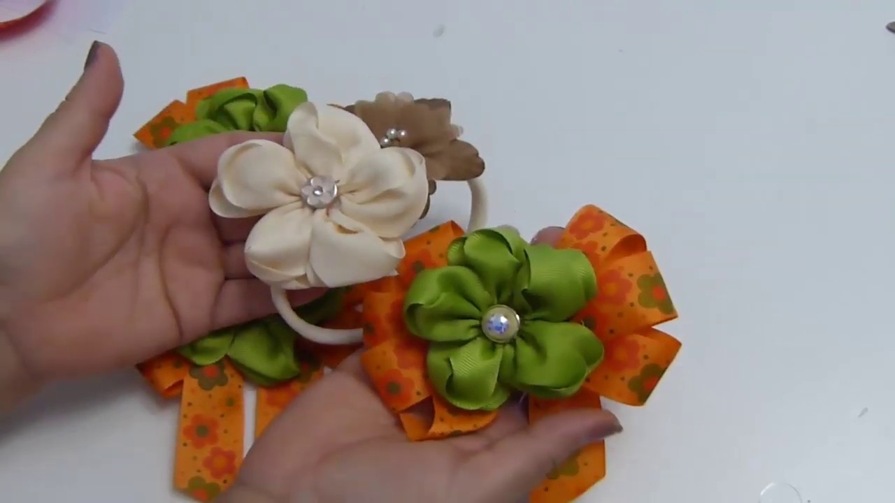 HERMOSA FLOR PETALOS DOBLES????, MOÑOS Y FLORES CINTA RASO????❤️ #520