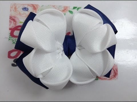 Moño escolar pequeño pétalo corazón VIDEO No.709 Creaciones Rosa Isela