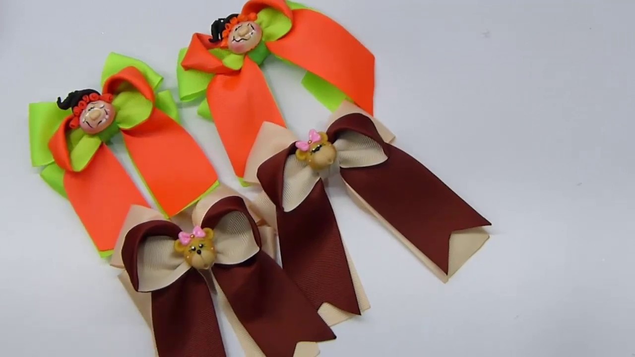 MOÑOS MAJU Bicolor  Pequeños Par con paticas de cinta faya, how to make easy ribbon bows for girls
