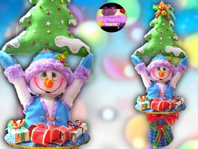 Muñeco de nieve dentro de un sombrero reciclado y árbol navideño en fieltro (Moldes Gratis) | Epdlm