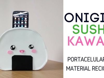 Porta celular Onigiri Sushi Kawaii, con material reciclado