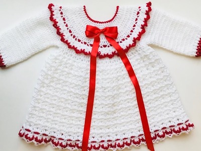 Vestido para niñas a crochet de 0 a 2 años, Vestido en crochet para niñas Como tejer paso a paso 213