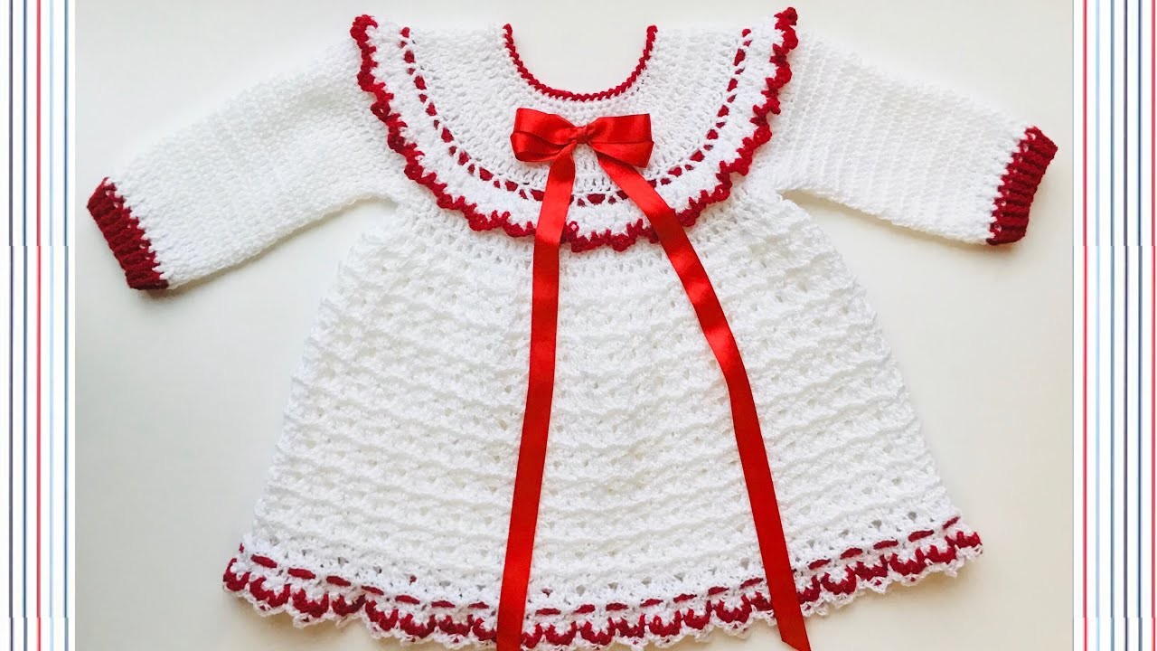 Vestido para niñas a crochet de 0 a 2 años, Vestido en crochet para niñas Como tejer paso a paso 213