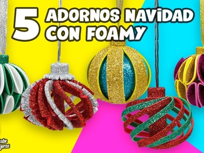5 ADORNOS NAVIDEÑOS CON GOMA EVA O FOAMY|Manualidades Navidad|DIY