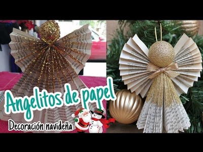 Como hacer angelitos  de papel navideños  manualidades