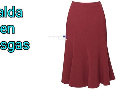 CÓMO HACER FALDA EN 8 NESGAS , CORTE Y CONFECCION(how to make skirt in 8 nesgas cutting and sewing