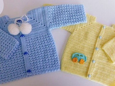 Como tejer a crochet-ganchillo un saquito, sueter, jersey bebe .Crochet para principiantes. Parte  2