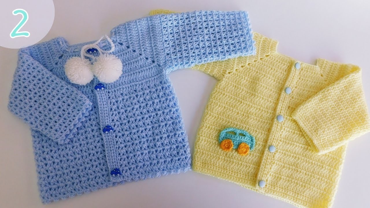 Como tejer a crochet-ganchillo un saquito, sueter, jersey bebe .Crochet para principiantes. Parte  2