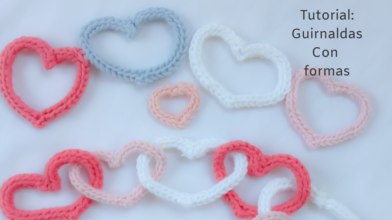 Guirnaldas con formas #corazones #crochet #easycrochet