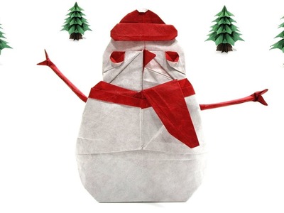 Origami Snowman tutorial (Yoo Tae Yong) Christmas 折り紙 雪だるま muñeco de nieve navidad