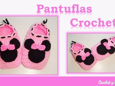 Pantuflas a crochet inspirado en Minnie Mouse