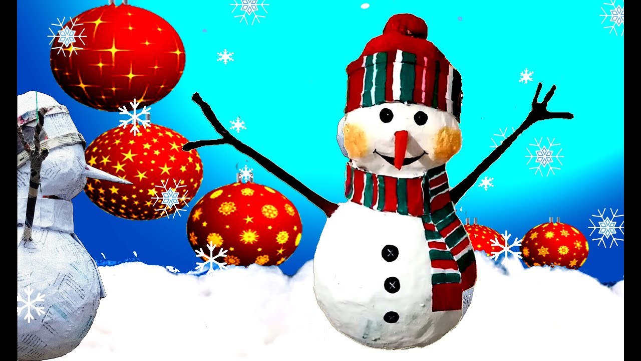 PIÑATA MUÑECO O MONO DE NIEVE how to make snowman pinata- decoración final